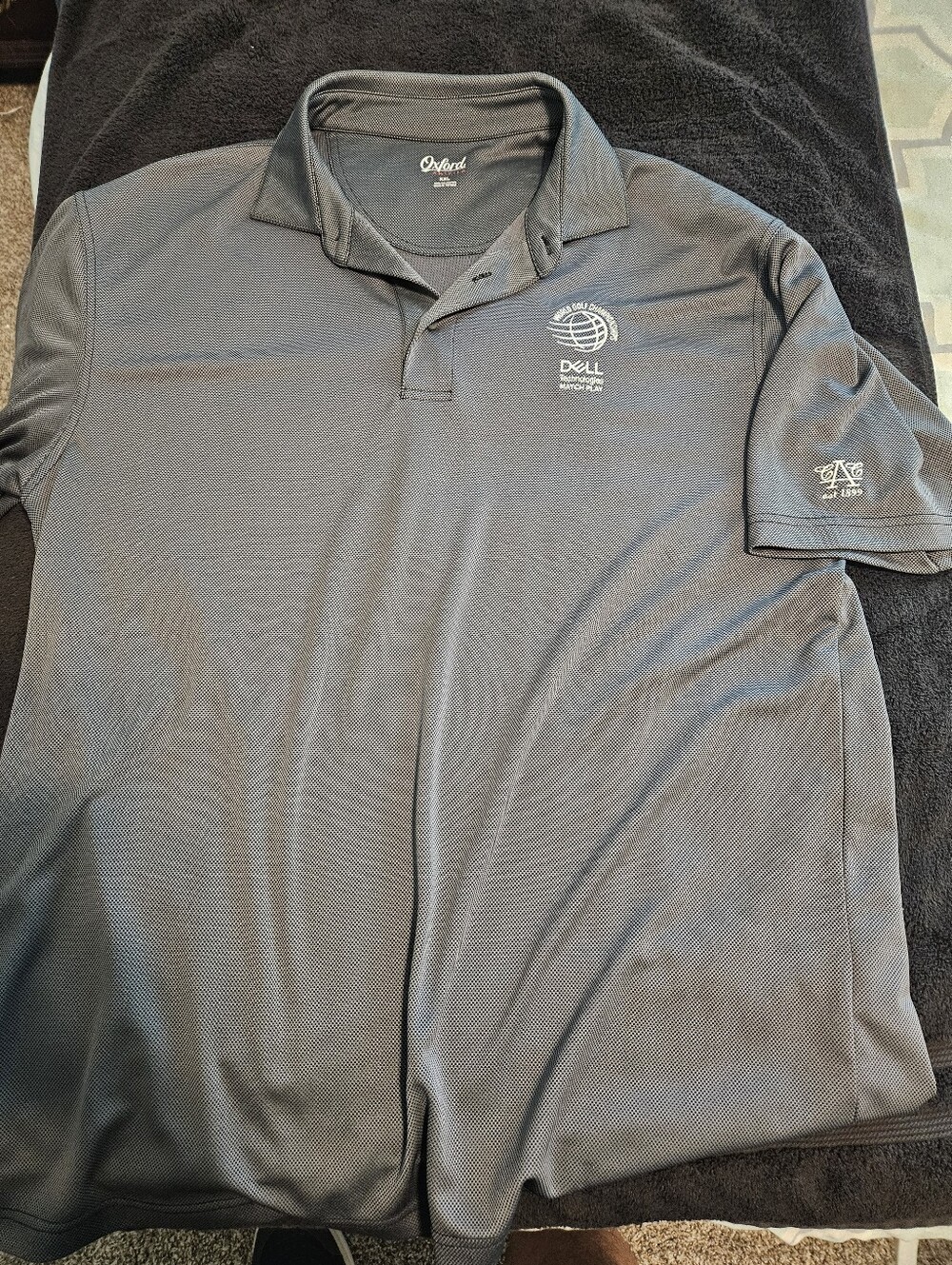 Oxford WGC Dell Match Play Men's Dark Gray Polo with White Embroidered Logo
